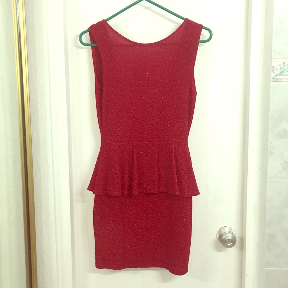 Red Sparkle open back Mini dress